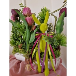 Stroik wielkanocny na stół kompozycja kwiatowa 